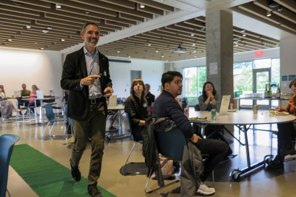 Brian Nelson on his way to accept the 2025 Seeds of Sustainability Award on behalf of PeaceHealth SW Medical Center.
(Photo credits: Kylie Sickles, Waste Connections of Washington)