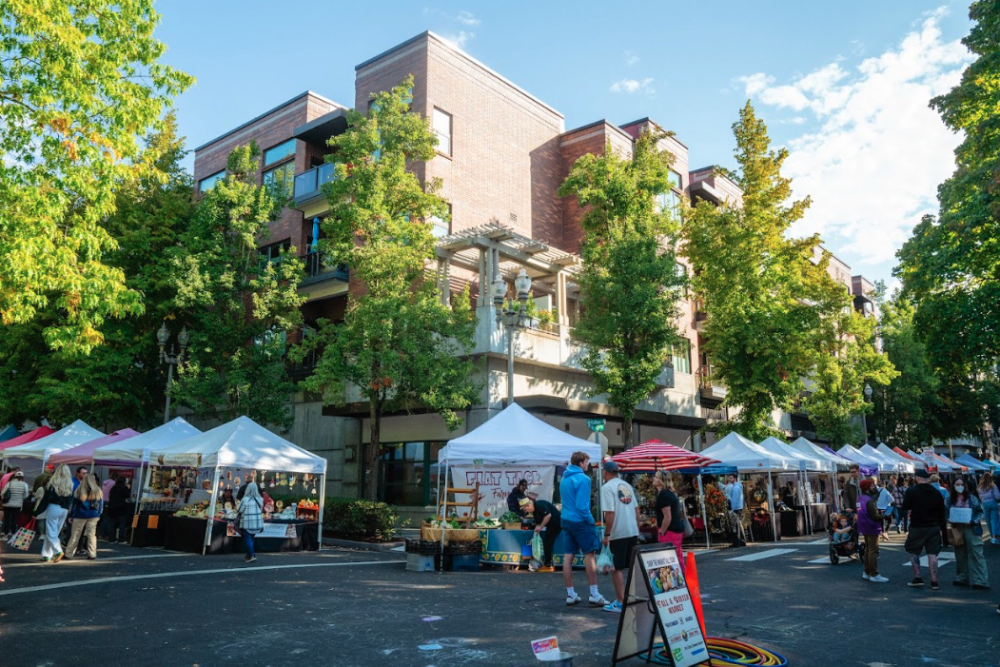 photo of vendors setup at the VFM on the streets of downtown vancouver